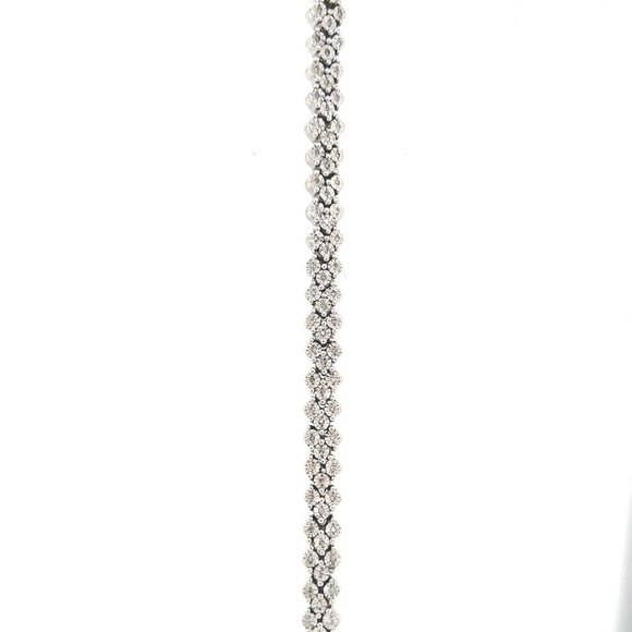 Circular Pattern Bracelet 925 Sterling Silver with Small Diamonds - Picture 2 of 3